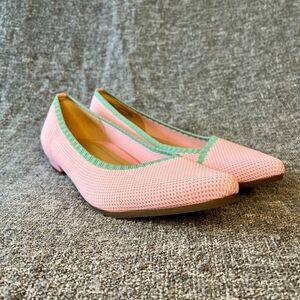 Vionic Dahlia Pointed Toe Ballet Knit Flats Womens 9.5 Pink Mint Shoes